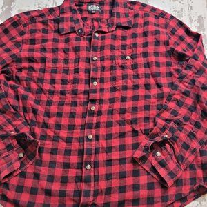 2406 Pacific Outfitters‎ Men's Red/Black Plaid LS Flannel Button Down Size 2XL